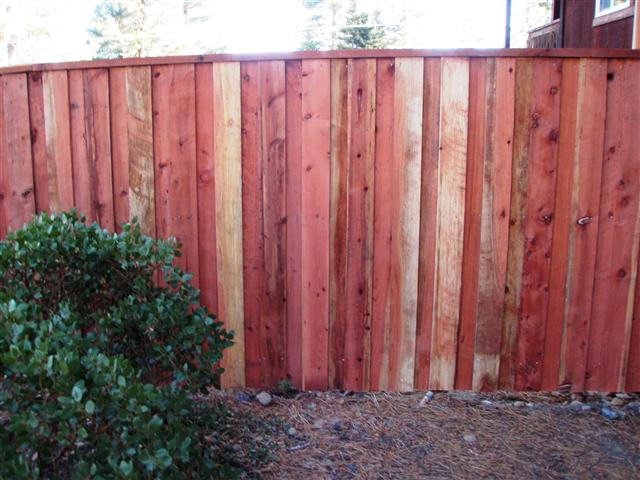 6ft Redwood privacy fence with 4ft x 4ft post 3 rails cap and board on board Outside Custom