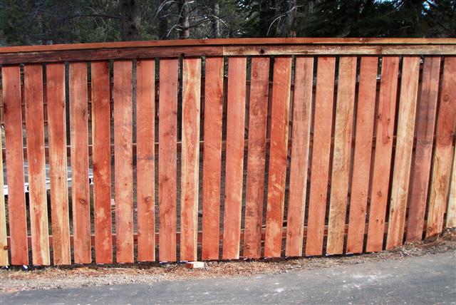 6ft Redwood with cap and trim Boards set with 1inch gap