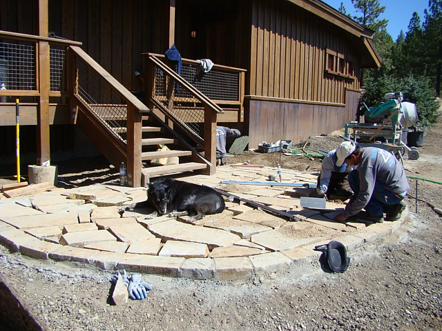 Final stage of dry set patio