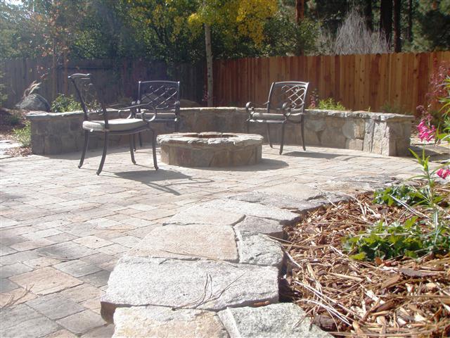 Custom fire pit and seating wall