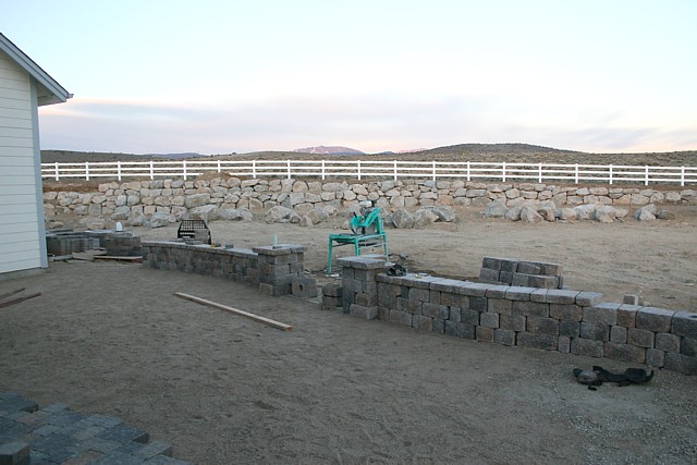 Paver patio with seating walls